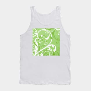 White Green Floral Art Tank Top